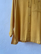 Vintage Ann May Dandelion Yellow Woven Silk Hoodie M - We Thieves