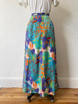 Vintage 1960s Maxi Wrap Skirt Mosaic Macro Print by Carriage House Small - We Thieves