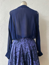 Vintage Alberta Ferretti Indigo/Purple Dual Fabric Rose Print Midi Dress M