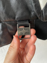 Vintage Polaris Black Leather Racing Jacket with Quilted Lining S