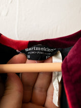 Vintage 1960s Marimekko Red and Burgundy Mod Floral Dress S/M