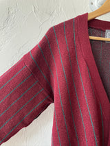 Vintage 90s Gap Burgundy & Teal Wool Pinstriped Cardigan Sweater S - We Thieves