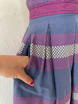 Vintage Jeanne Marc Cotton Checkered Pink/Periwinkle Pleated Midi Skirt XS - We Thieves