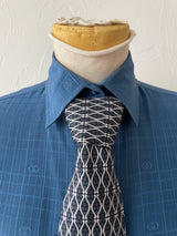 Vintage Gucci GG Logo Blue Silk Jacquard Blouse XS/S