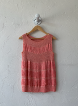 Vintage Coral Pink Fringe Knit Sleeveless Top M/L - We Thieves