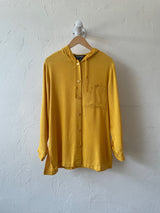 Vintage Ann May Dandelion Yellow Woven Silk Hoodie M - We Thieves