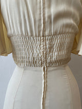 Vintage 60s/70s Cream Maxi Dress with Handkerchief Hem and Butterfly Sleeves XS - We Thieves