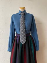 Vintage Gucci GG Logo Blue Silk Jacquard Blouse XS/S