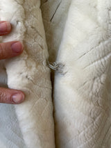 Vintage Jacques St Laurent White Faux-Fur Herringbone Pattern Coat M