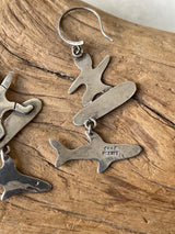 Vintage Mexican Sterling Silver Shark Surfer Earrings - We Thieves