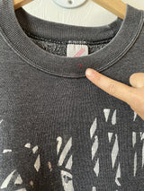 Vintage 80s Jerzees Grey Abstract Graphic Crewneck Sweatshirt S/M - We Thieves