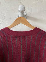 Vintage 90s Gap Burgundy & Teal Wool Pinstriped Cardigan Sweater S - We Thieves