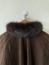 Vintage 80s Werner Christ German Leather Suede & Fox Fur Winter Coat M - We Thieves