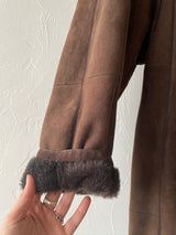 Vintage 80s Werner Christ German Leather Suede & Fox Fur Winter Coat M - We Thieves