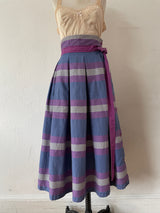 Vintage Jeanne Marc Cotton Checkered Pink/Periwinkle Pleated Midi Skirt XS - We Thieves