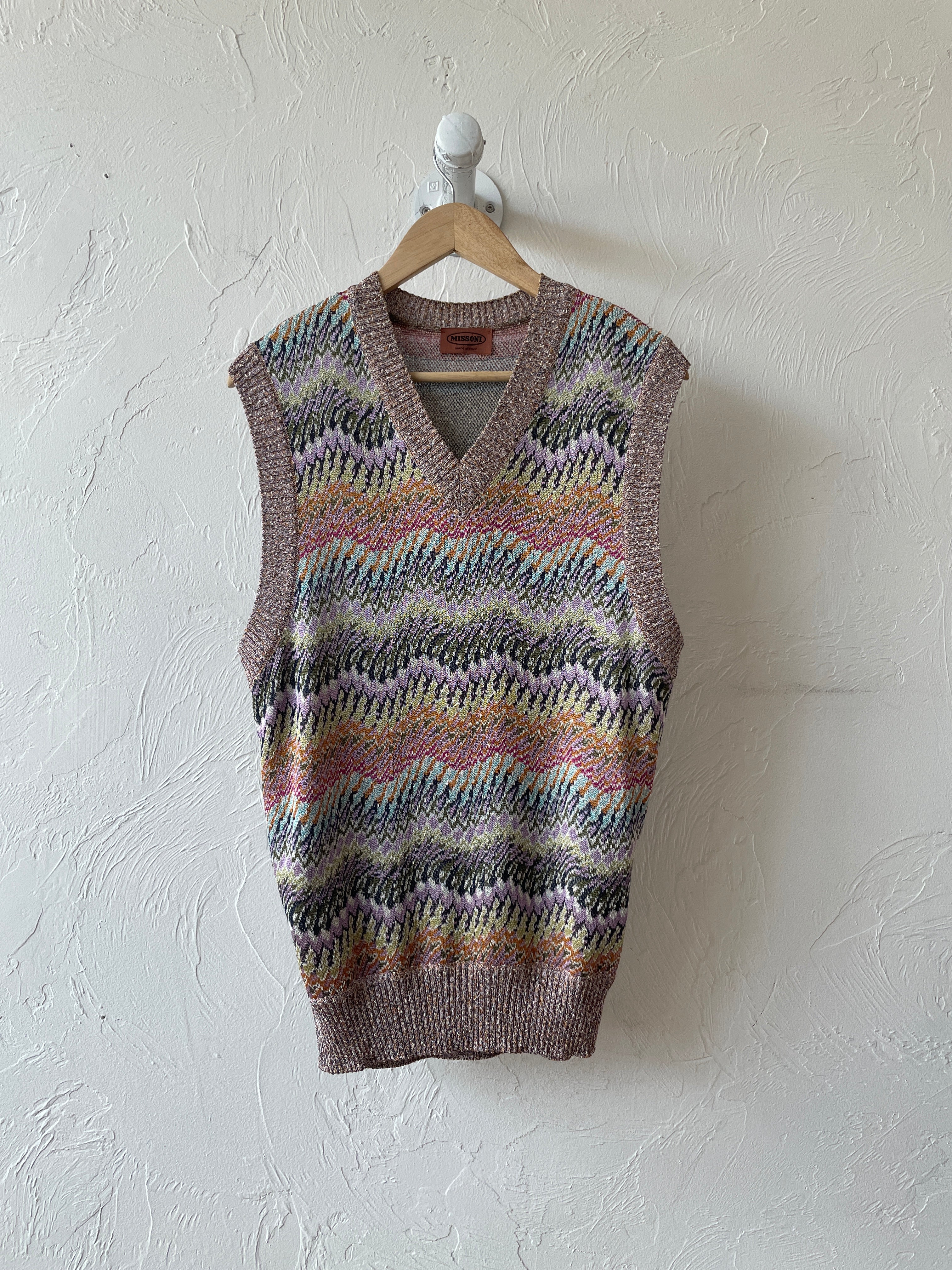 Vintage Missoni Spring Tones Patterned Knit Vest L – We Thieves Vintage Missoni Spring Tones Patterned Knit Vest L – We Thieves