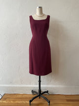 Vintage Armani Wine Red Wool Bodycon Midi Dress L - We Thieves
