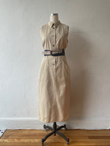 Vintage Utilitarian Beige Cotton Mermaid Hem Dress L - We Thieves