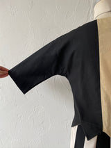 Vintage 60s Cream/Beige/Black Cotton Blouse with Dagger Hem S - We Thieves