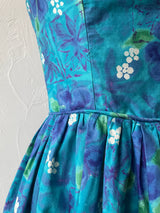 Vintage 60s Hawaiian Kalama Sportswear Blue/Green Fit+Flare Dress S/M - We Thieves