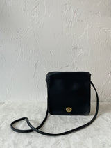 Vintage 1980s Coach Black Leather Dinky Handbag
