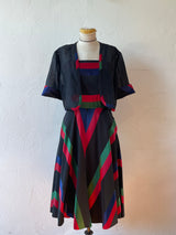 Vintage 1960s Chevron Fit and Flare Dress with Jacket Coordinate Set S - We Thieves