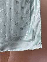 Vintage Fendi Aqua Blue Embossed Rose Print Silk Scarf AS-IS - We Thieves
