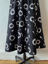 Vintage Black & White Circle Print One-Shoulder Cotton Dress M - We Thieves