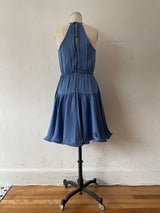 Vintage Milly Periwinkle Blue Silk Tiered Dress with Wire Hem S/M - We Thieves