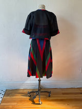 Vintage 1960s Chevron Fit and Flare Dress with Jacket Coordinate Set S - We Thieves