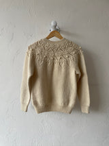 Vintage JG Hook Handknit Cream Wool Fisherman Pullover Sweater S - We Thieves