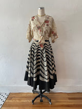 Vintage 50s Londy of Mexico Handpainted Sequin Embellished Swing Skirt M