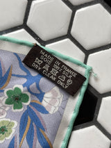 Vintage Hermes Violet & Green Fleurs De Giverny Silk Scarf