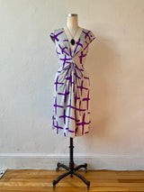 Vintage Issa London Silk Jersey Knit Purple & Grey Dress S/M - We Thieves