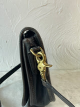 Vintage 90s Coach Black Leather Companion Flap Handbag
