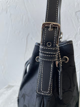 Vintage Coach Signature Black Logo Jacquard Bucket Bag - We Thieves