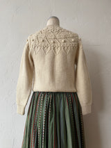 Vintage JG Hook Handknit Cream Wool Fisherman Pullover Sweater S - We Thieves