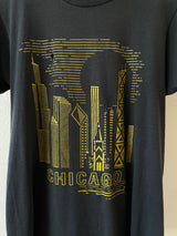 Vintage 1989 Chicago Skyline Black & Gold T-Shirt S - We Thieves