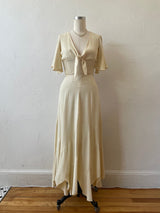 Vintage 60s/70s Cream Maxi Dress with Handkerchief Hem and Butterfly Sleeves XS - We Thieves