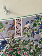 Vintage Hermes Violet & Green Fleurs De Giverny Silk Scarf