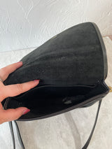 Vintage 90s Coach Black Leather Companion Flap Handbag