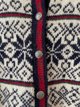 Vintage LL Bean Snowkflakes & Hearts Fair Isle Wool Cardigan Sweater M