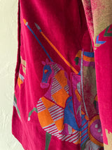 Vintage 80s Chacok Novelty Deep Magenta Velvet Blouse M