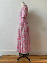 Vintage 80s Laura Ashley Pink Floral Cotton Maxi Dress XS/S - We Thieves