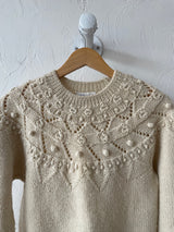 Vintage JG Hook Handknit Cream Wool Fisherman Pullover Sweater S - We Thieves