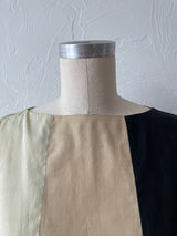 Vintage 60s Cream/Beige/Black Cotton Blouse with Dagger Hem S - We Thieves