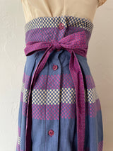Vintage Jeanne Marc Cotton Checkered Pink/Periwinkle Pleated Midi Skirt XS - We Thieves