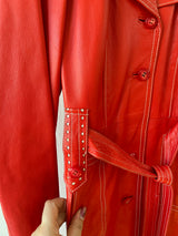 Vintage 1970s Leda Spain Red Leather Trench S - We Thieves