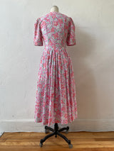 Vintage 80s Laura Ashley Pink Floral Cotton Maxi Dress XS/S - We Thieves