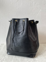 Vintage Louis Vuitton Black Leather Bucket Bag